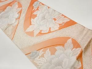 リサイクル 曲線に牡丹模様織出し袋帯